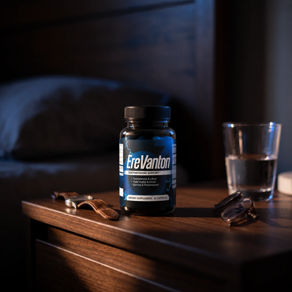 A jar of EreVanton&reg; on a nightstand at dawn